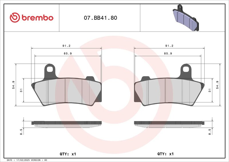 BREMBO Bremsbeläge 07BB4180 - Sintermetall