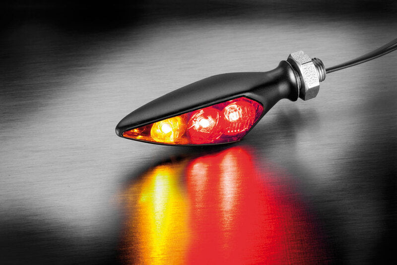KELLERMANN Rhombus S DF Dark 3in1 LED Rücklicht-Bremslicht-Blinker-Kombination, HL, schwarzes Gehäuse / getöntes Glas