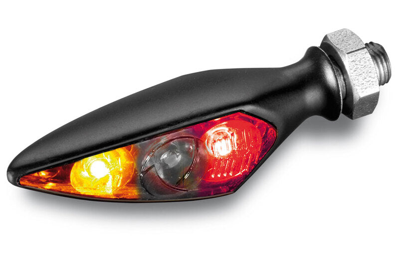 KELLERMANN Rhombus S DF Dark 3in1 LED Rücklicht-Bremslicht-Blinker-Kombination, HL, schwarzes Gehäuse / getöntes Glas