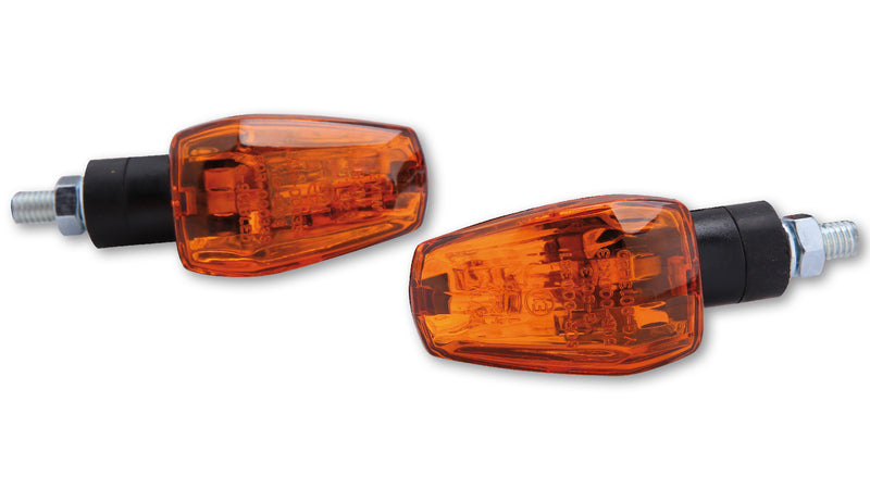 HIGHSIDER smart IMOLA 1 Mini-Blinker, Schwarz, Glas gelb, E-Geprüft, Kurzer Arm, (Paar)