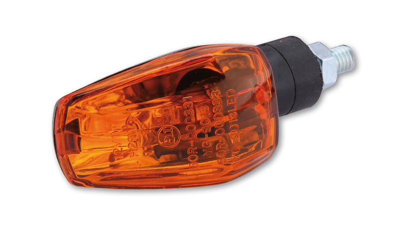 HIGHSIDER smart IMOLA 1 Mini-Blinker, Schwarz, Glas gelb, E-Geprüft, Kurzer Arm, (Paar)