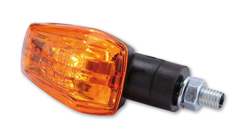 HIGHSIDER smart IMOLA 1 Mini-Blinker, Schwarz, Glas gelb, E-Geprüft, Kurzer Arm, (Paar)