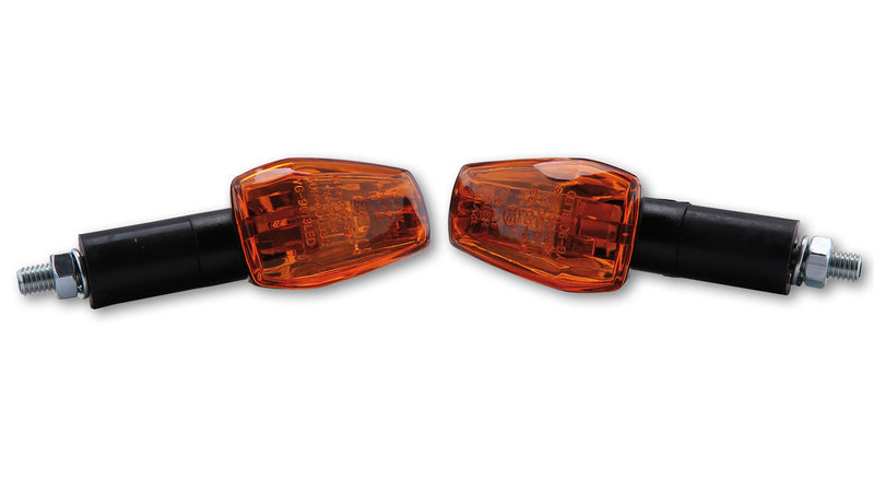 HIGHSIDER smart IMOLA 1 Mini-Blinker, Schwarz, Glas gelb, E-Geprüft, Langer Arm, (Paar)