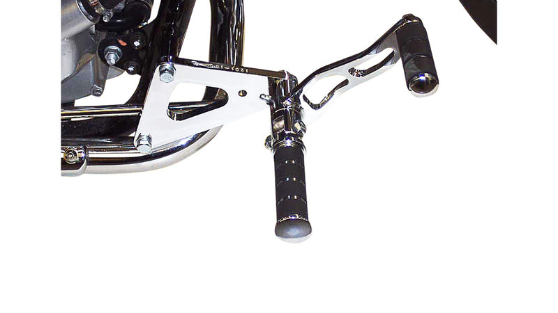 BURCHARD EXCELLENCE vorverlegte Fußrastenanlage mit ABE, +16 cm, Honda VT 125 Shadow, Ness gefräst, chrom