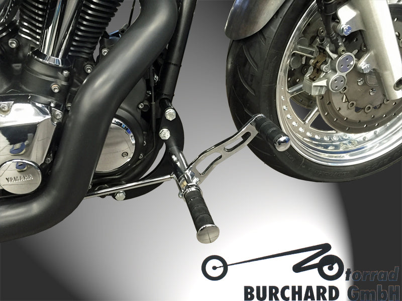 BURCHARD EXCELLENCE vorverlegte Fußrastenanlage mit ABE, +15 cm, Yamaha XV 1900 A Midnight Star, Ness gefräst, schwarz matt/chrom