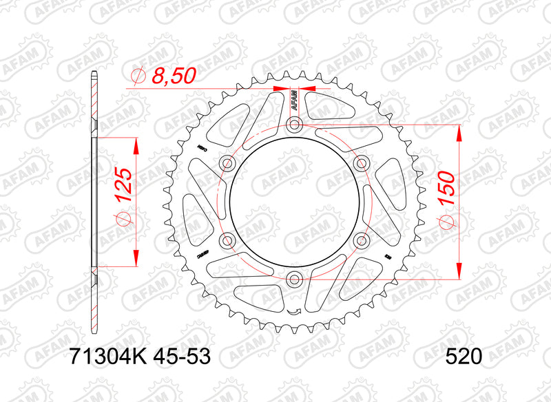 AFAM Standard Stahlritzel hinten 71304K - 520
