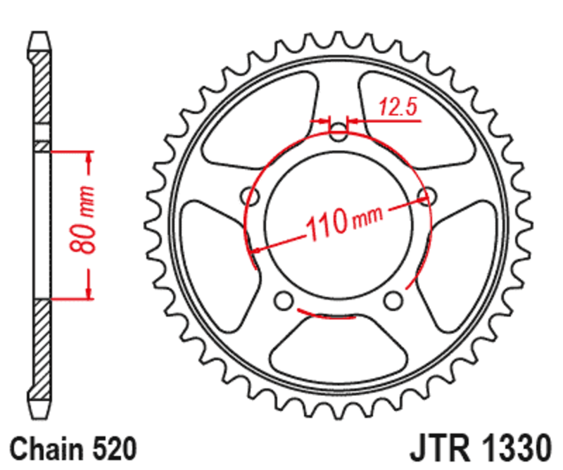 JT SPROCKETS Standard Stahlritzel hinten 1330 - 520