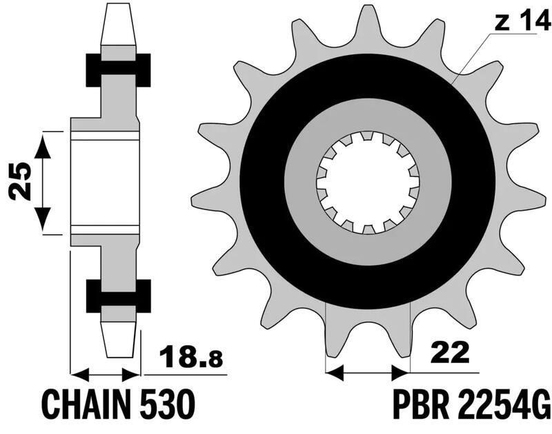 PBR Standard Stahlritzel vorne 2254G - 530