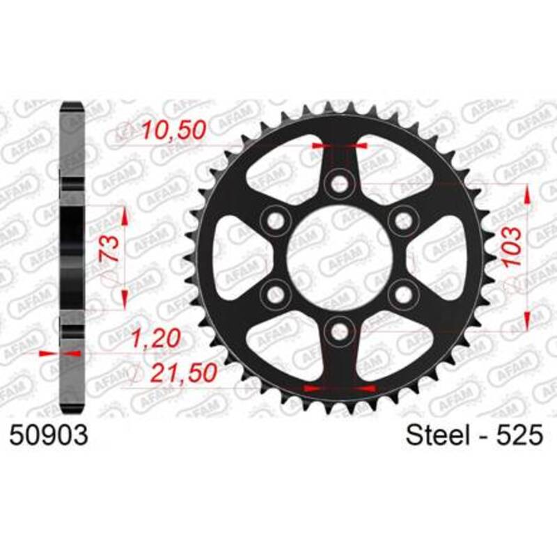 AFAM Stahl Kettenrad hinten 50903 - 525