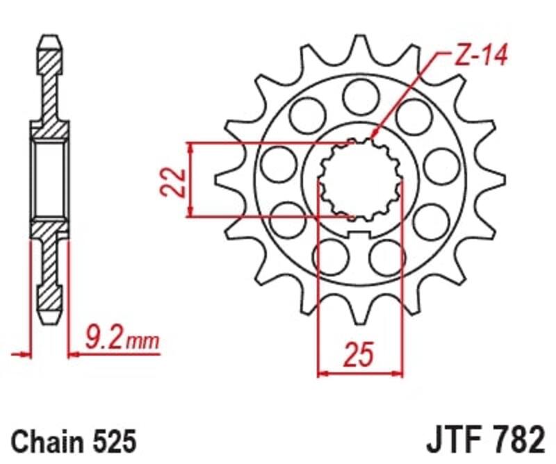 JT SPROCKETS Standard Stahlritzel vorne 782 - 520