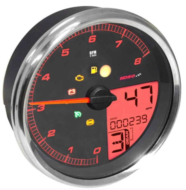 KOSO HD-05 Tachometer für Harley-Davidson – silberner Rahmen