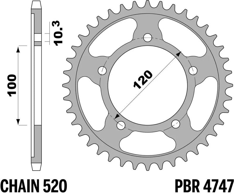 PBR Kettenrad Alu gehärtet - 520