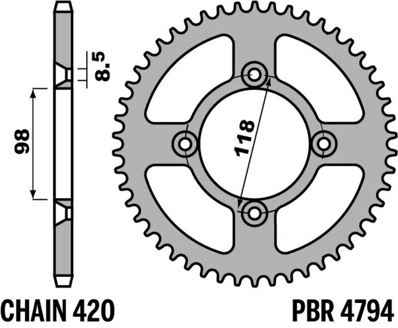 PBR Kettenrad Alu Standard - 420