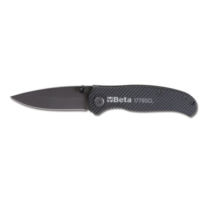 BETA Klappmesser Soft Carbon Look mit gehärteter Stahlklinge