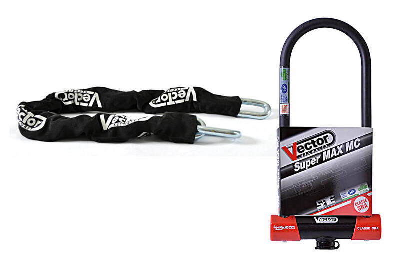 VECTOR Diebstahlschutz-Set mit Kette 1.30m + MC Super MAX XXXL Diebstahlschutz U