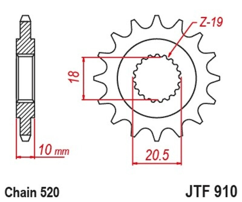 JT/JT Kettenkit 520X1R 14/46 Standard - Standard Kettenrad