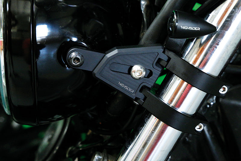 HIGHSIDER CNC Alu Lampenhalter Set EXTEND für Ø 42-43 mm, längenverstellbar, schwarz