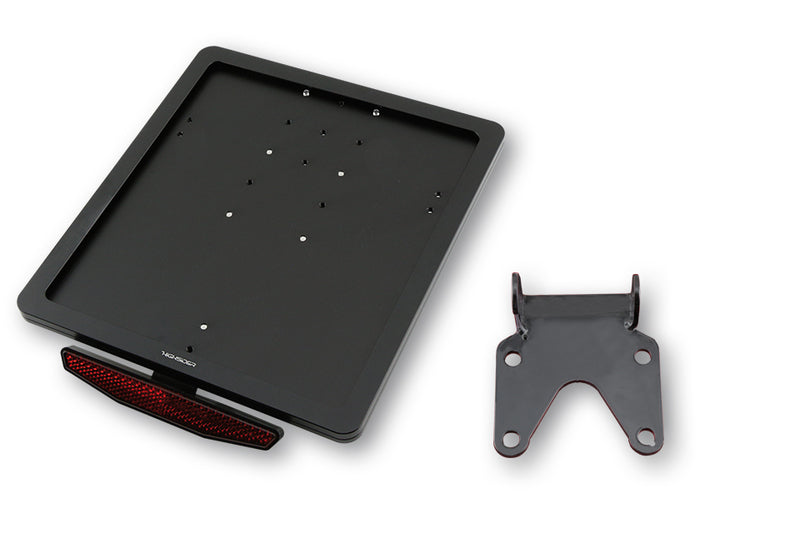 HIGHSIDER CNC Kennzeichen Halteplatte mit Uni- Halter Typ 1, schwarz eloxiert
