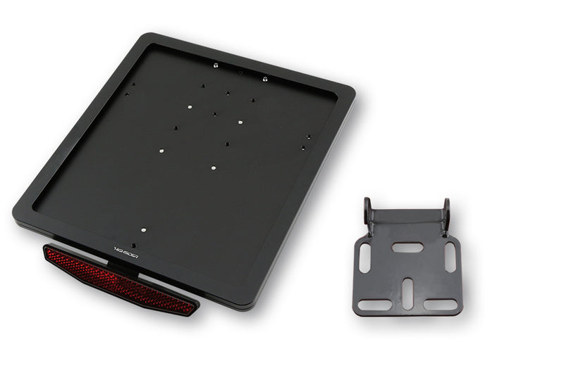 HIGHSIDER CNC Kennzeichen Halteplatte mit Uni- Halter Typ 2, schwarz eloxiert