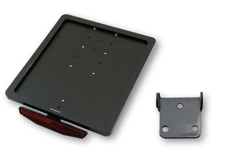 HIGHSIDER CNC Kennzeichen Halteplatte mit Uni- Halter Typ 3, schwarz eloxiert