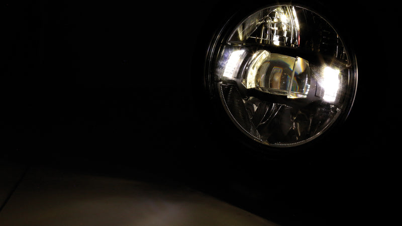 HIGHSIDER pro 5 3/4 Zoll LED-Scheinwerfereinsatz TYPE 10,rauchgrauer Reflektor, mit Standlicht