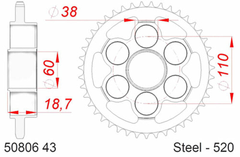 AFAM Kettenkit 520XHR2 14/45 Super-verstärkt - Standard Kettenrad