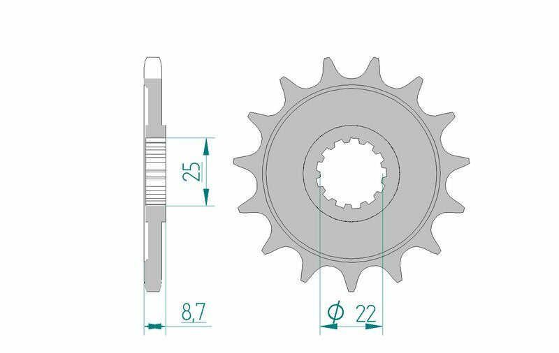 AFAM Kettenkit 525XHR3 15/46 Super-verstärkt - Standard Kettenrad