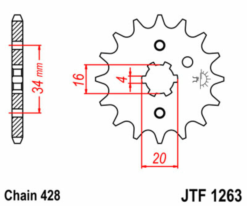 JT/JT Kettenkit 428HDR 15/34 standard - standard Kettenrad