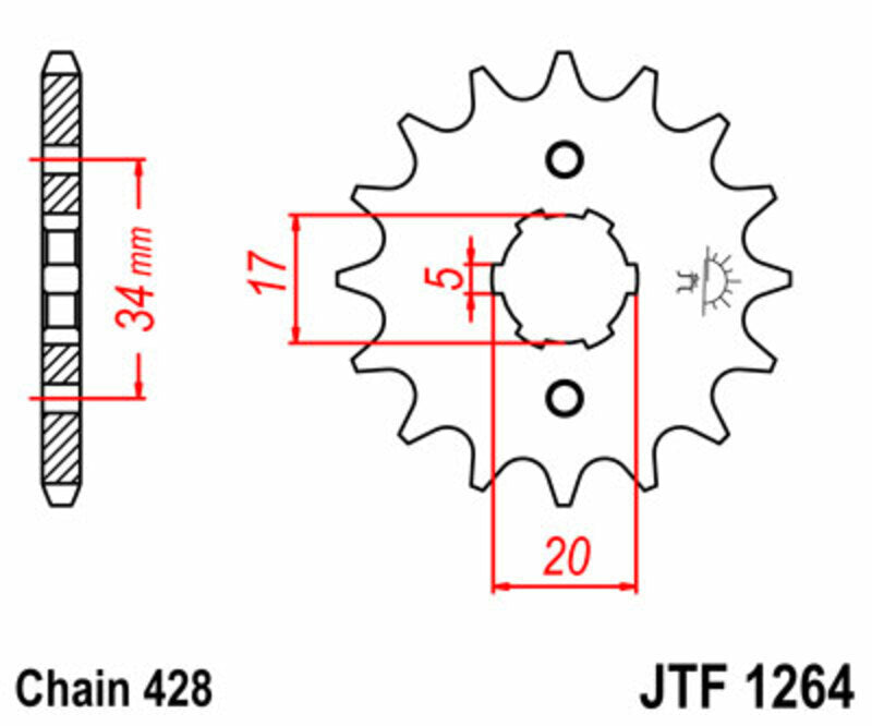 JT/JT Kettenkit 428HDR 15/45 standard - standard Kettenrad