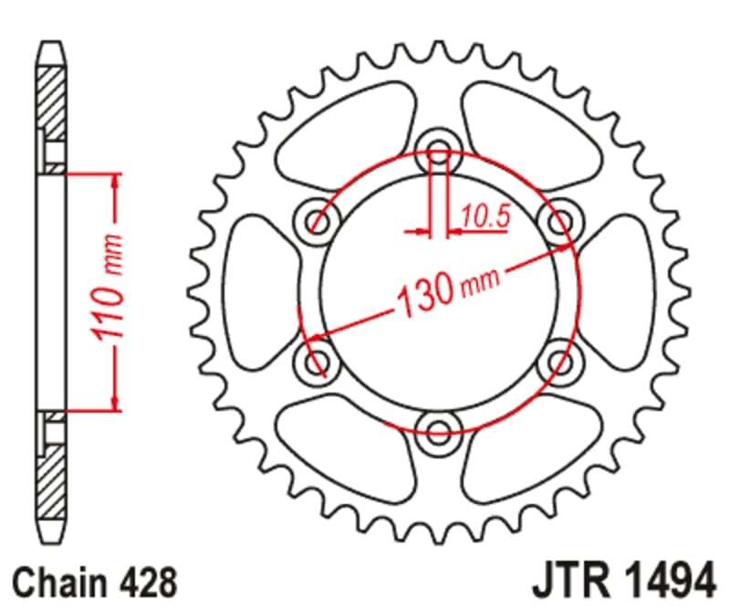 JT/JT Kettenkit 428HDR 16/56 standard - standard Kettenrad