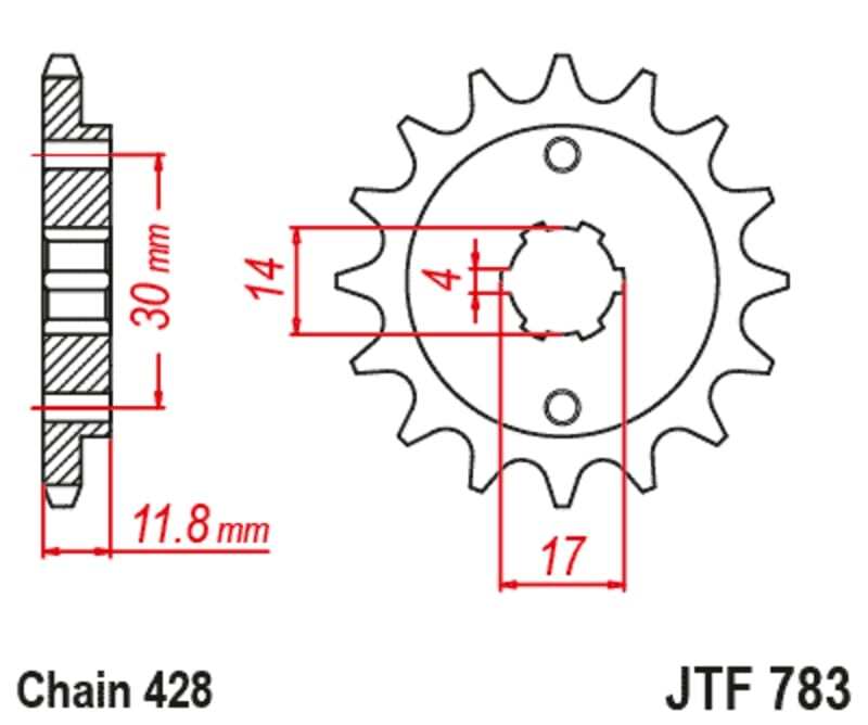 JT/JT Kettenkit 428HDR 14/37 standard - standard Kettenrad