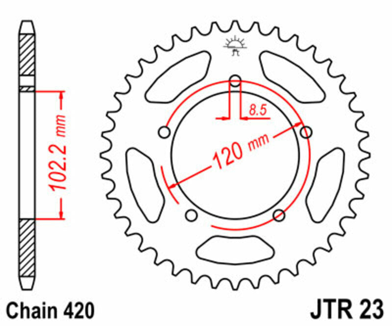 JT/JT Kettenkit 428HDR 12/47  standard - standard Kettenrad