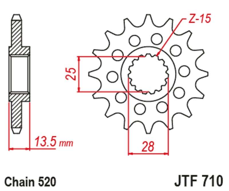 EK/JT Kettenkit 520SRX2 15/42 - standard Kettenrad