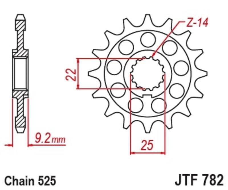 EK/JT Kettenkit 525MVXZ2 16/40 - standard Kettenrad