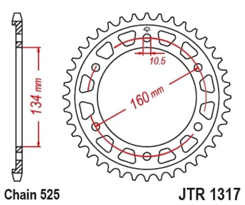 EK/JT Kettenkit 525ZVX3 16/43 - standard Kettenrad