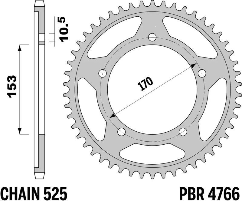 Kettenkit EK/PBR 525ZVX3 18/44 - standard Kettenrad