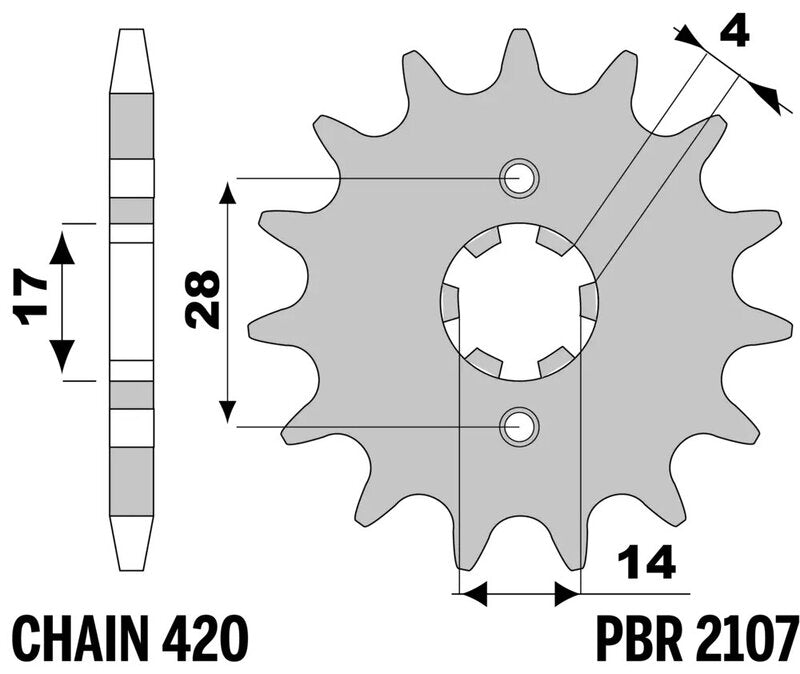 EK/PBR Kettenkit 420 SR - 14/53-134 - Standard Kettenrad Stahl