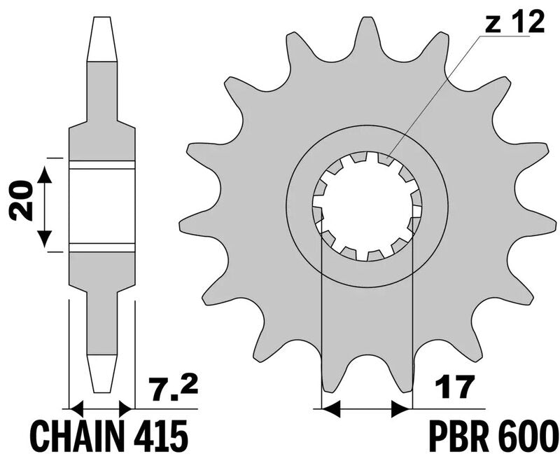 EK/PBR Kettenkit 420 SR - 111/48-126 - Standard Kettenrad Stahl