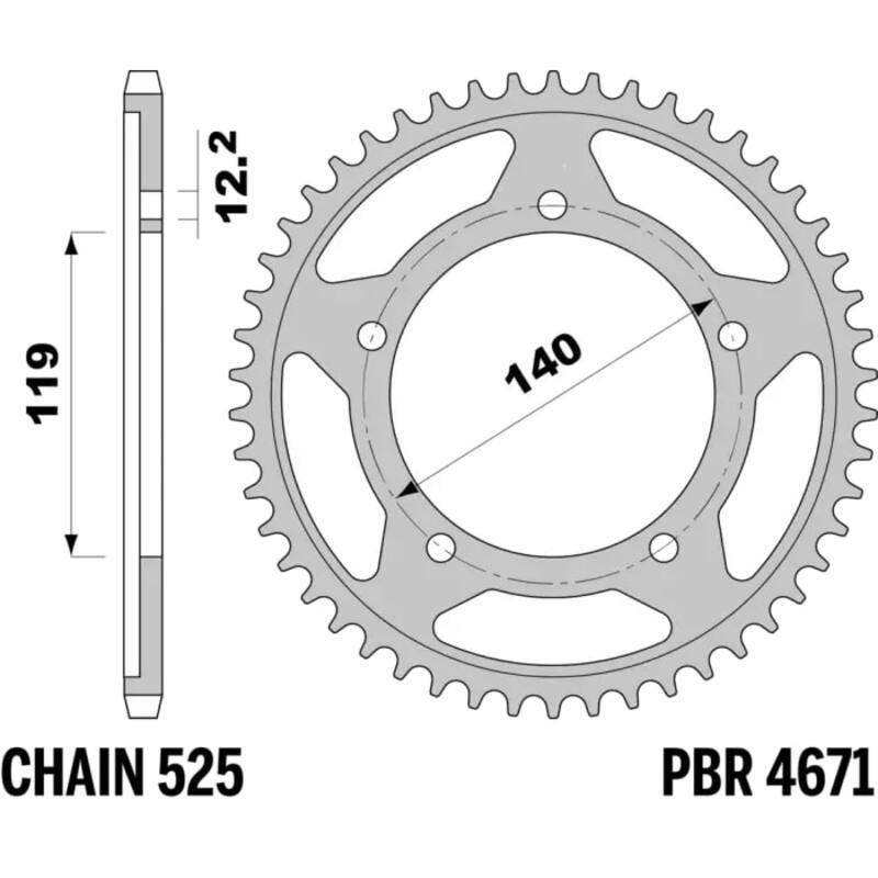 EK/PBR Kettenkit 525 ZVX3 - 17/45-120 - Kettenrad Aluminium verstärkt
