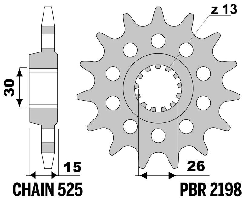 EK/PBR Kettenkit 525 ZVX3 - 17/45-120 - Kettenrad Aluminium verstärkt