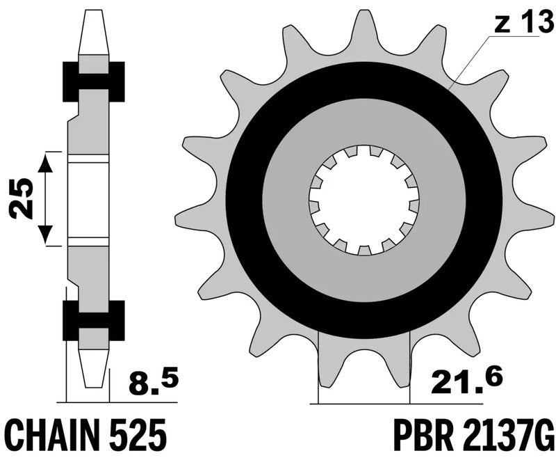 EK/PBR Kettenkit 525 MVXZ2 - 15/45-112 - Standard Kettenrad Stahl