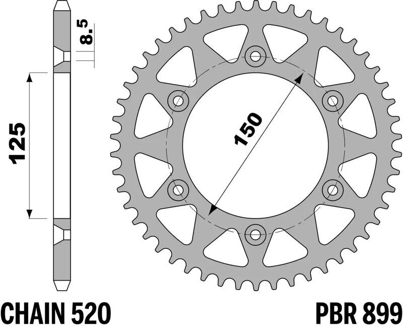EK/PBR Kettenkit 520 ZVX3 - 14/46-116 - Standard Kettenrad Stahl