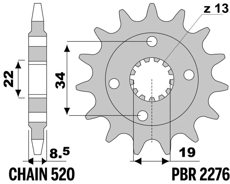 EK/PBR Kettenkit 520SROZ2 14/43-118 - verstärktes Kettenrad