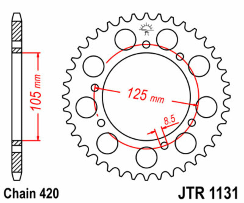 JT Kettenkit 420 HDR - 11/62-140 - Standard Kettenrad Stahl