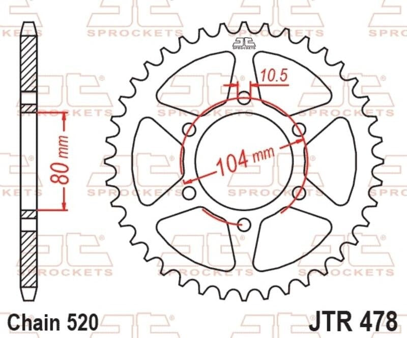 EK/JT Kettensatz 520SRX2 – 14/48-114 – Stahl Standard-Kettenrad