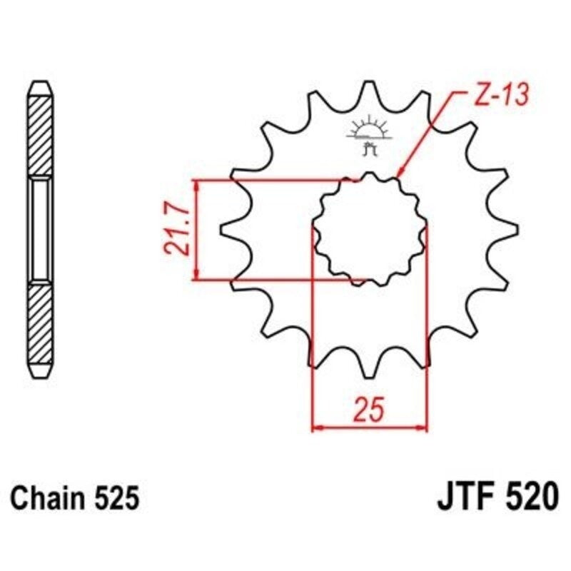EK/JT Kettensatz 525ZVX3 – 17/45-120 – Stahl Standard-Kettenrad