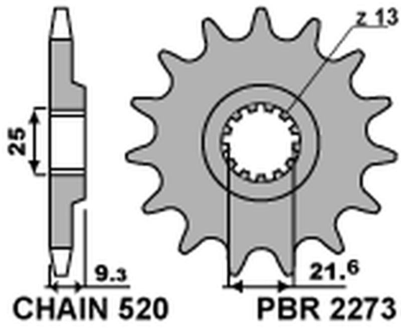 EK/PBR Kettenkit 520SROZ2 - 14/48-114 - Standard Kettenrad Stahl