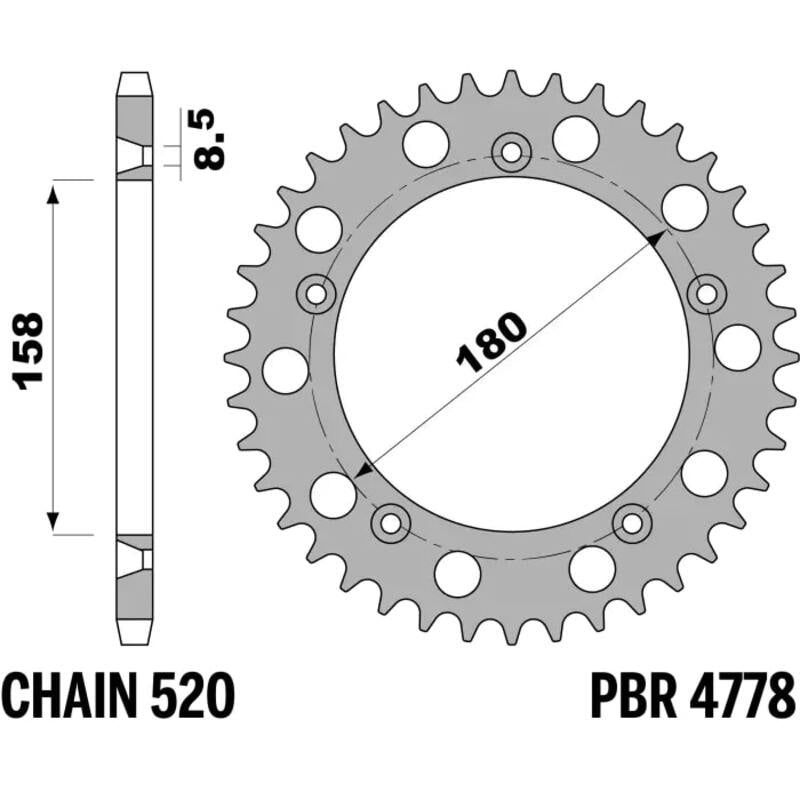 EK/PBR Kettenkit 520 MVXZ2 - 15/43-114 - Standard Kettenrad Stahl