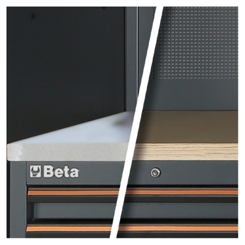 BETA C45PRO X Werkstatt-Werkbank MDF Edelstahl-Arbeitsplatte