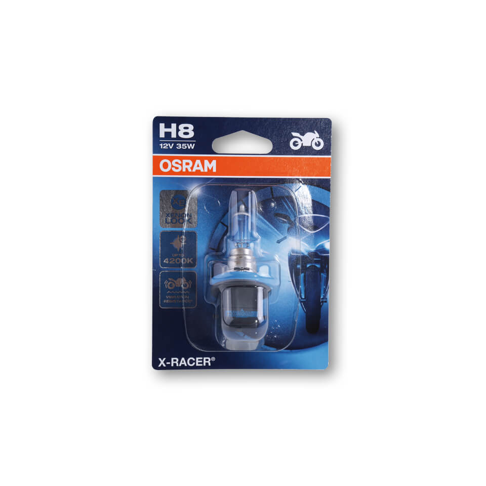 OSRAM H8 Glühlampe, X-RACER, 12V 35W PGJ19-1, Vibrationsfeste Technologie, Abblendlicht